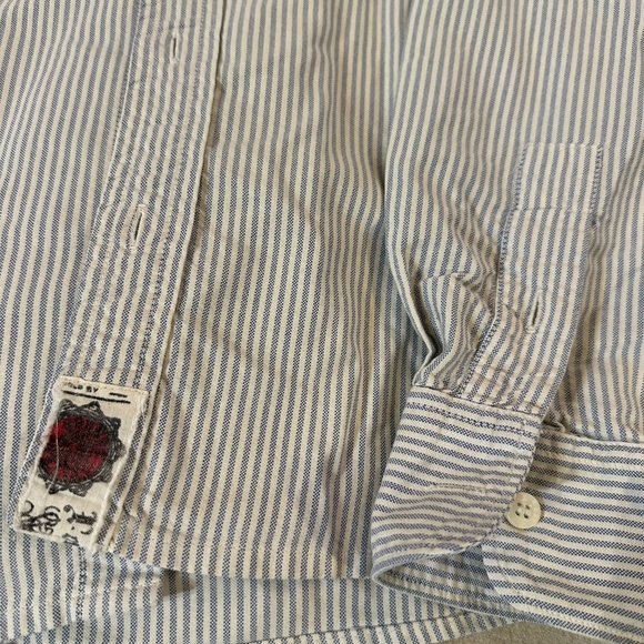 Rogue's Gallery Oxford cloth shirt in blue/white stripe, size M (fits S) - Picture 4 of 6